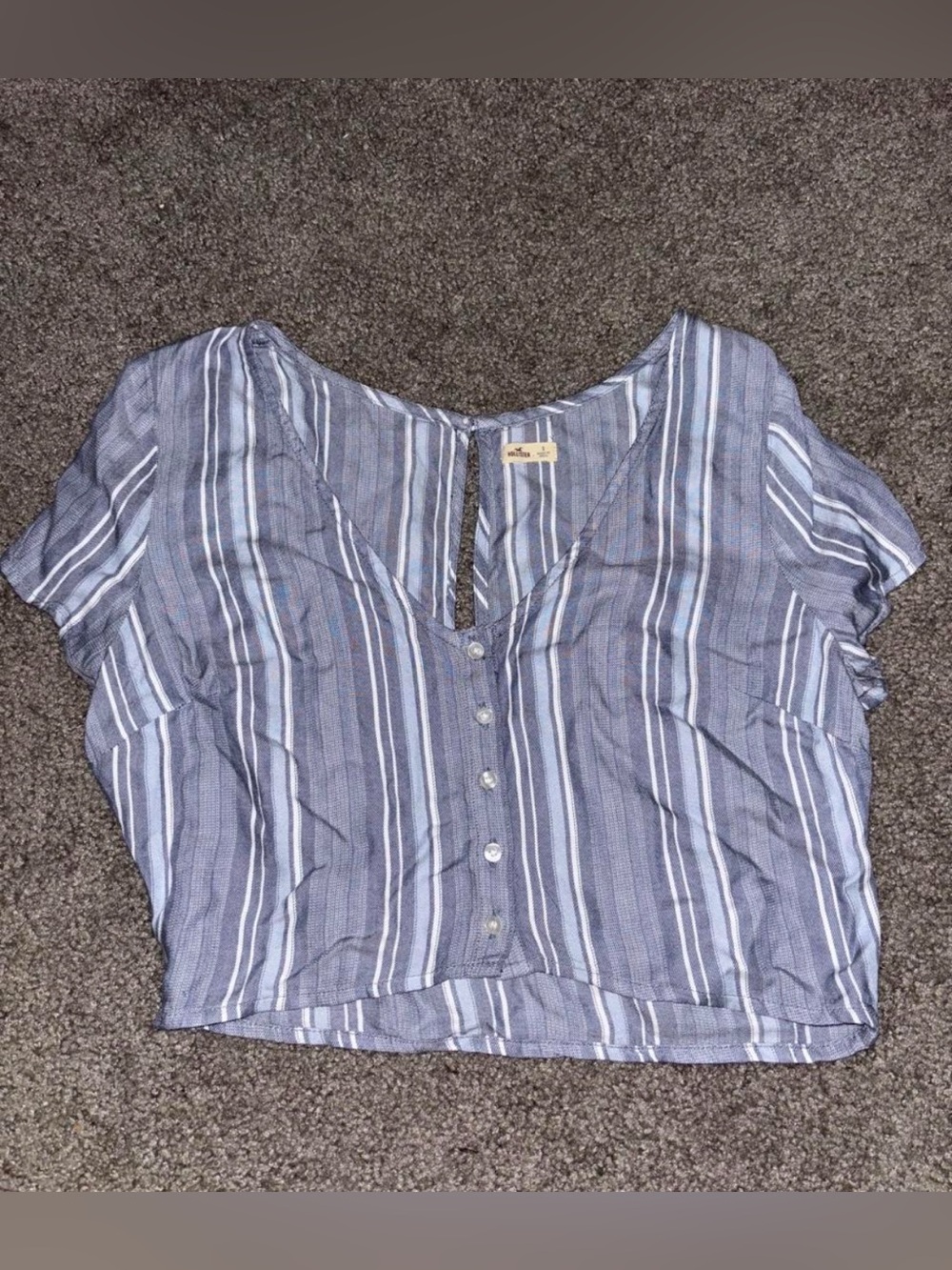 Hollister Striped Blue Button-Front Women's Top